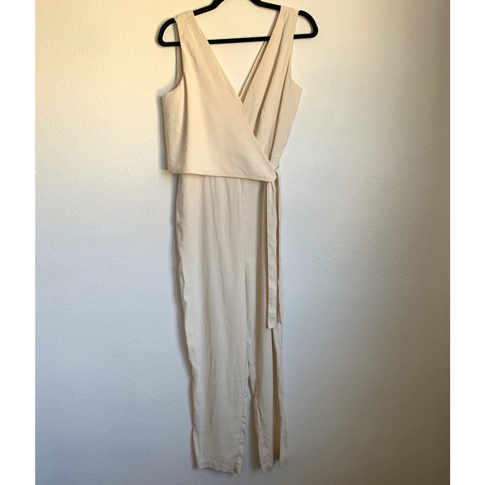 1.‎ State Sleeveless V-neck Side Tie Jumpsuit in Cream - Picture 3 of 8
